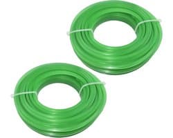 Set van 2 vervangende vierkante draadsporen voor grasmaaiers - 3mm x 10m - nylon koord - groen