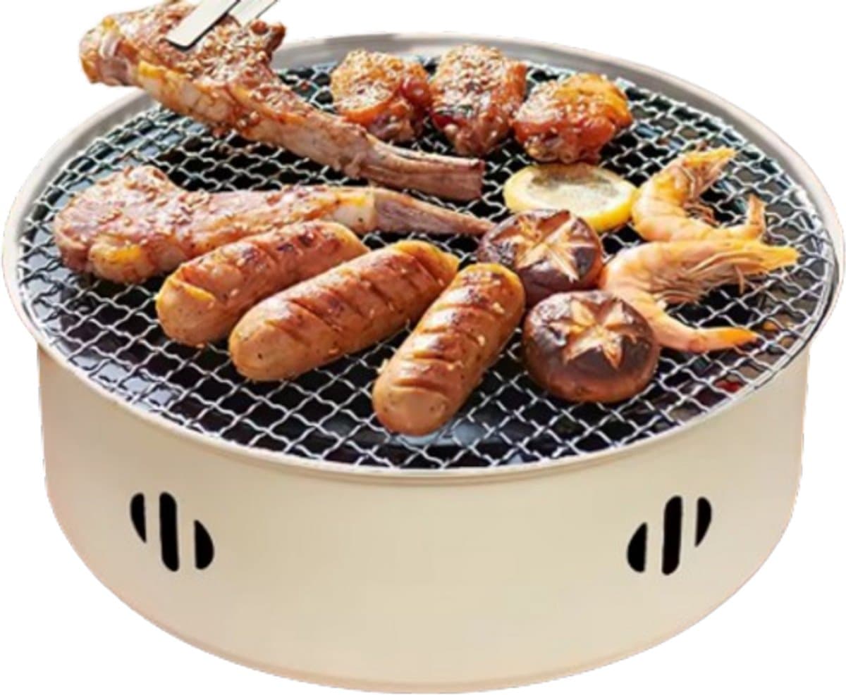 Mini Houtskoolbarbecue - Draagbare BBQ Grill - Voor Thuis, Camping, Strand & Picknick - Ideaal voor Kerst & Nieuwjaar - Zwart - Roestvrijstaal - Praktisch — afbeelding 1