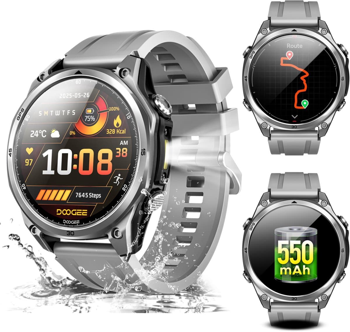 DOOGEE Anywise W1 Smart Watch - AI-spraakbesturing - Videobellen - Elke polsmaat - GPS - Gratis kaartmateriaal - 18 dagen batterijduur - Fitnesstracker - 170+ sportmodi - 5 ATM waterdicht - voor Android en iPhone — afbeelding 1