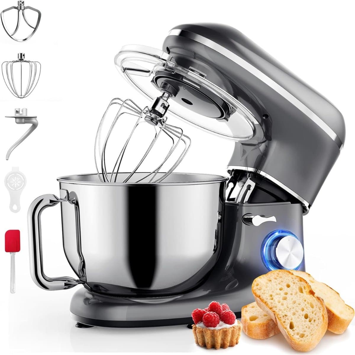 Quvo® Mixer met Mengkom - Keukenmachine - Keukenrobot - Inclusief Accessoires - Antraciet - 38cm x 24cm x 32cm — afbeelding 1