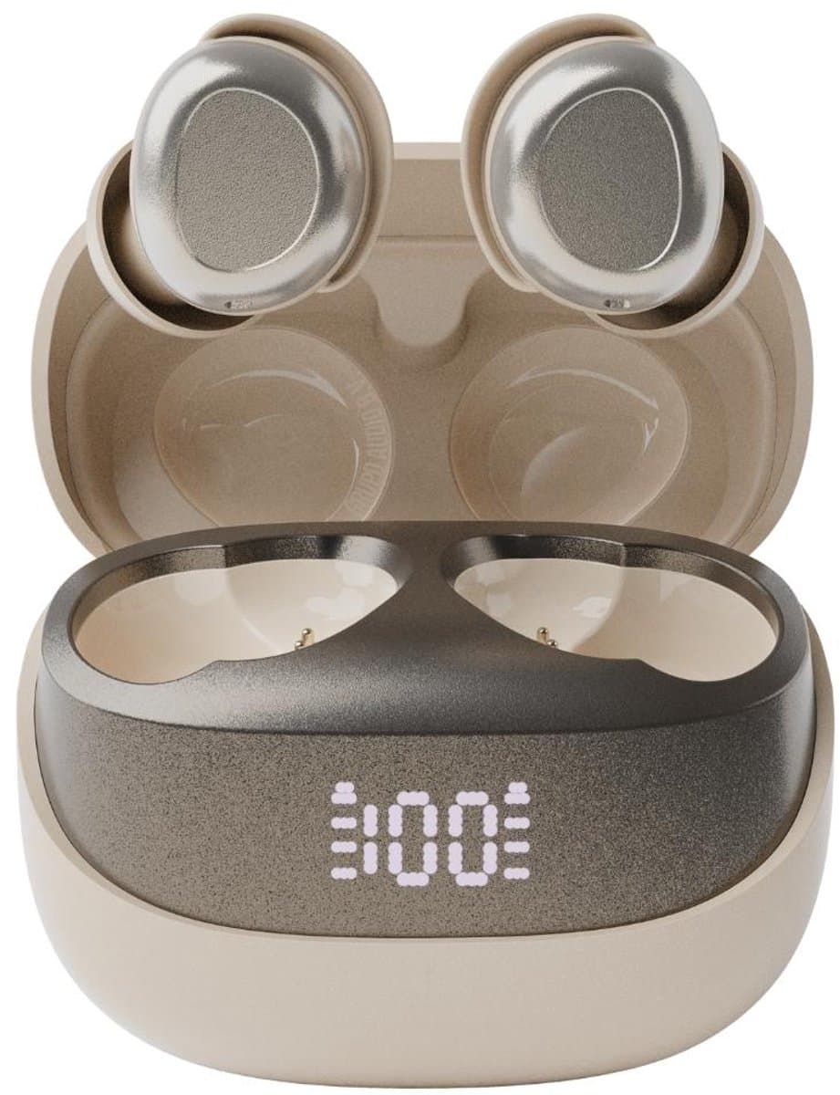 pocobob® Z draadloze oortjes - Wit Goud Beige - bluetooth oordopjes - kleine oordopjes - in ear oortjes - met microfoon - ook voor slapen - Met pocobob APP voor je smartphone — afbeelding 1