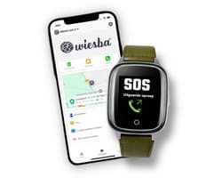 Wiesba WB34S - GPS Horloge Senior - Smartwatch voor Ouderen - Persoonlijke alarmen - alarm horloge ouderen - GPS Horloge Alzheimer - Valdetectie - Personenalarmering met SOS knop Alarmknop - Groen