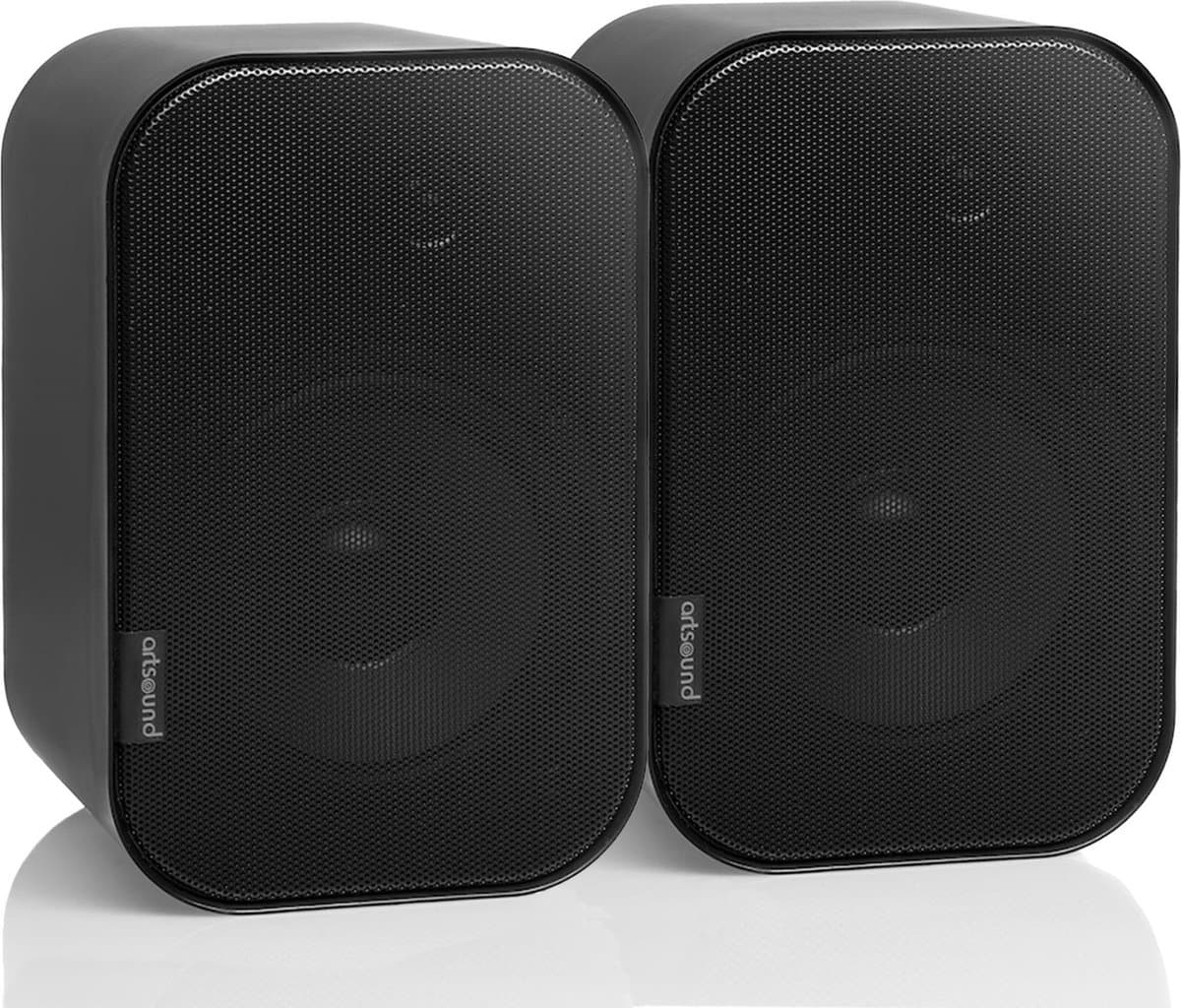 Artsound UNI20, Set van 2 passieve luidsprekers, 2-weg hifi luidspreker, 10-40 watt, muurbeugel met kogelgewricht, geschikt voor ruimtes tot 20 m² zoals gang, keuken, toilet, kleur: zwart — afbeelding 1