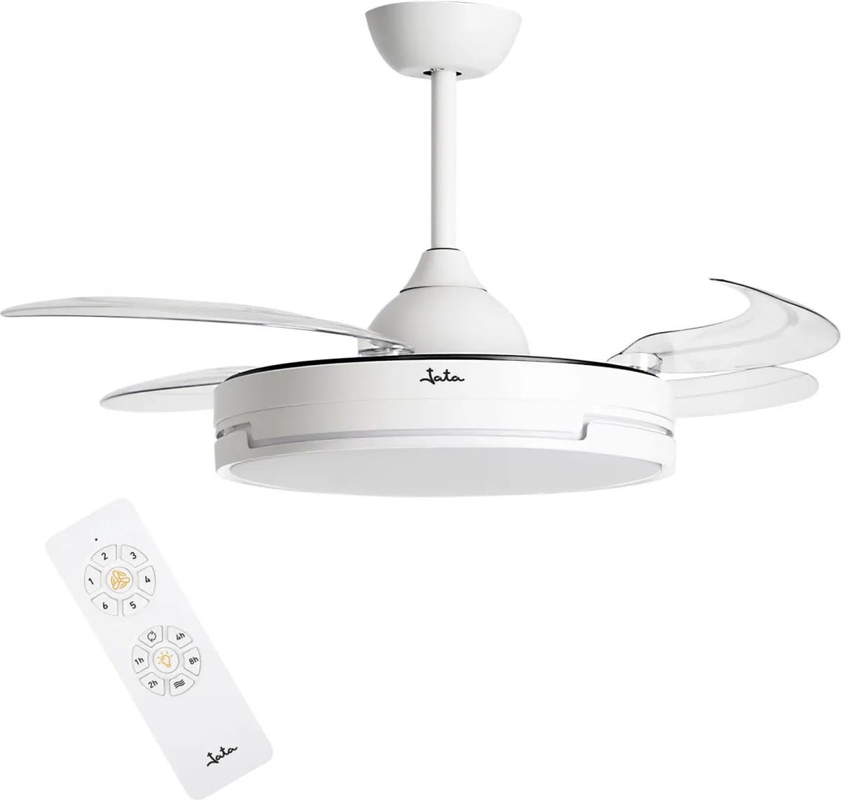 JATA JVTE4240 plafondventilator met verlichting - inklapbare bladen - tot 20m2 - 3 lichtinstellingen - 6 snelheden - afstandsbediening — afbeelding 1
