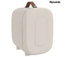 Mylucinda® Mini Koelkast – 4L – Koelt Tot 2°C & Verwarmt Tot 65°C – Compact Formaat 20x26x28 cm – Voor Thuis, Auto & Kantoor – Crème Wit
