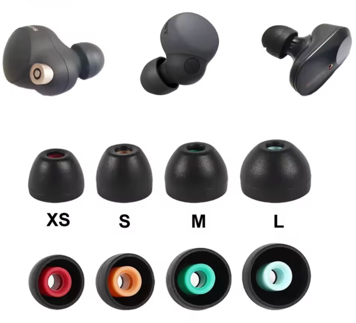 CHPN - Siliconen dopjes geschikt voor Sony in-ear koptelefoon - Zwart - 4 paar - 4 maten - Vervangende dopjes voor Sony in ear koptelefoon — afbeelding 1