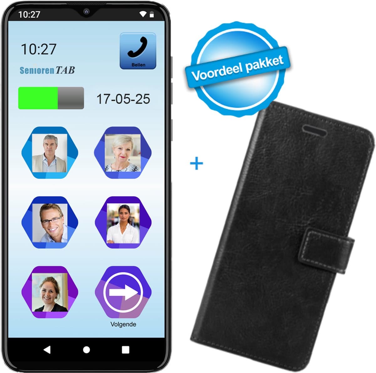 SeniorenTAB Easy Smartphone Voordeelpakket – Eenvoudige Senioren Smartphone – 64GB – Bellen en Beeldbellen via Foto's – Inclusief Beschermhoes — afbeelding 1