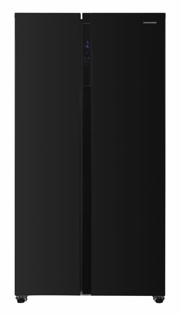 Heinner HSBS-H442NFBKE++ Amerikaanse Side-by-Side Koelkast – 442 L – Full No Frost – Deur-open Alarm – LED Touch Display – Smart Eco Functie – Zwart – 5 Jaar Garantie — afbeelding 1