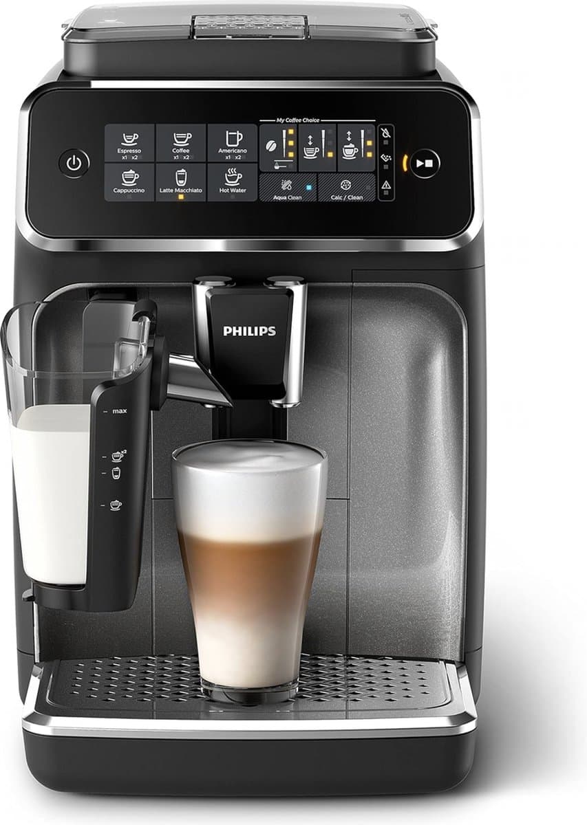 Philips - Volautomatische Espressomachine - 5 Koffiespecialiteiten - LatteGo Melkoplossing - Zwart/Zilver — afbeelding 1
