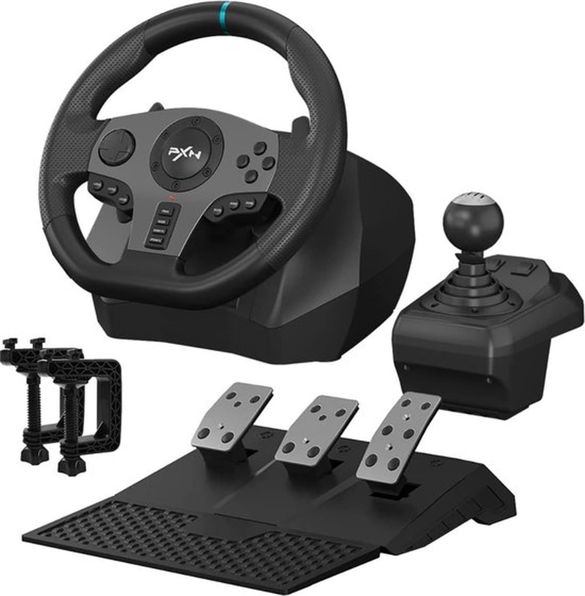 PXN - V9 - Race Stuur - Met Pedalen en Shifter - 270/900°- Game Stuur - Geschikt voor - PS4 - Xbox One - PC - Xbox Series X|S - PS3 - Met App — afbeelding 1