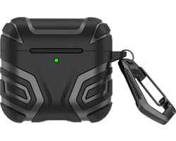 Telestore - Hoesje geschikte voor AirPods 4 / AirPods 5 - TPU hybride zwart hoesje Beschermhoes - Shockproof AirPods 4 / 5 Cover - AirPods 4 / 5 Hoesje - Geschikt voor Apple Airpods 4 en Airpods 5- zwart - hard en TPU cover