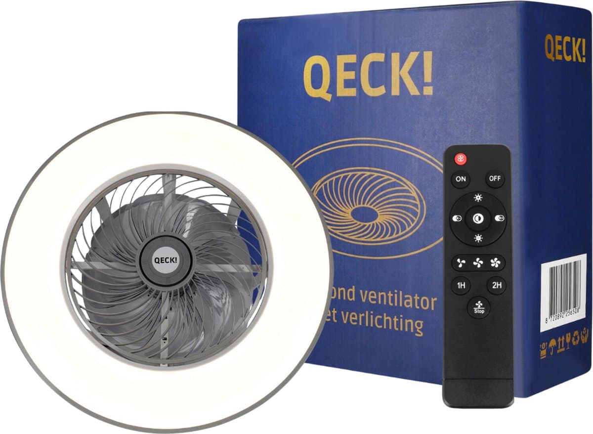 QECK!® Plafondventilator Afstandsbediening - Zwart - Plafondventilator - Plafondventilator Afstandsbediening - Plafondventilator Slaapkamer - Plafond Ventilator met Verlichting - Plafondlamp - Winter en Zomerstand — afbeelding 1