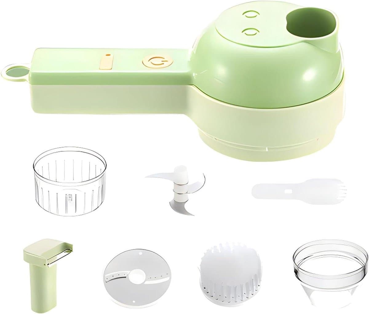 Mini keukenmachine - Elektrische hakmolen - Snel snijden - 4-in-1 veelzijdig - 18.5 cm - Wit — afbeelding 1