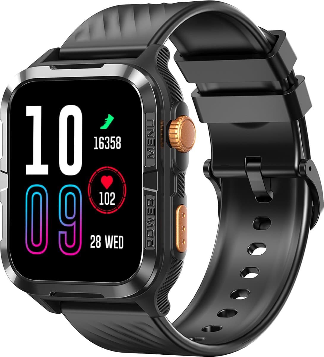 Blackview W10 Pro Smartwatch Heren - Sporthorloge Dames & Heren - Sporthorloge Dames & Heren - Stappenteller Horloge - Hartslagmeter - Slaapmonitor - Saturatiemeter – Belfunctie - Compatibel met Android iOS - Zwart — afbeelding 1
