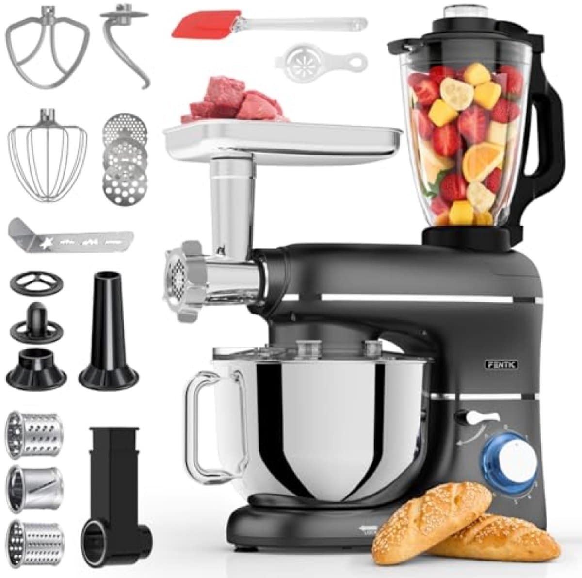 Keukenmachine - Zwart - 6,2L - Multifunctionele Foodprocessor met Blender en Accessoires - Voor Kookliefhebbers — afbeelding 1