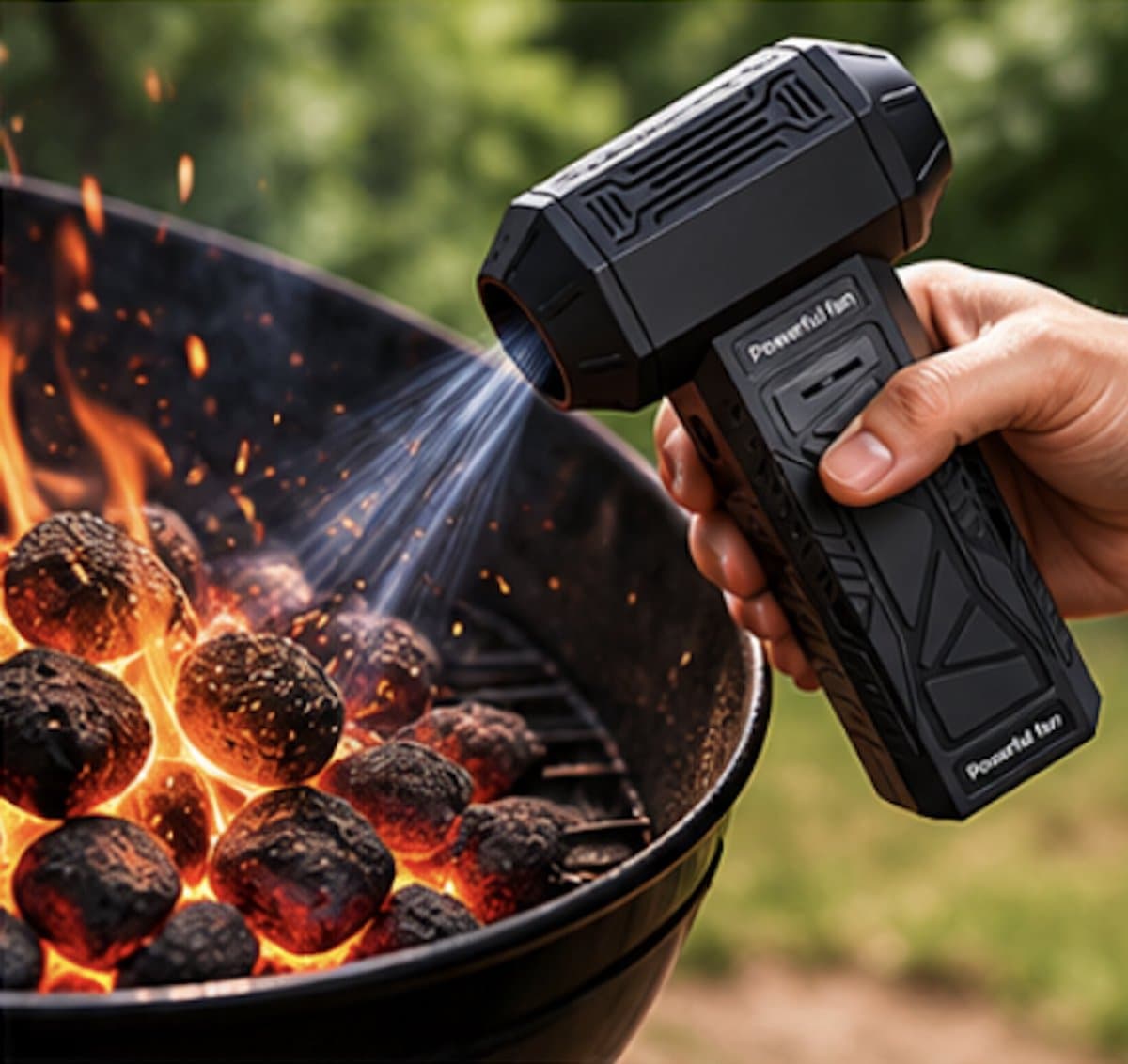 elektrische BBQ Ventilator - Vuurgolfbuis -Kamperen - Picknicken - BBQ - Zomer - Vakantie — afbeelding 1