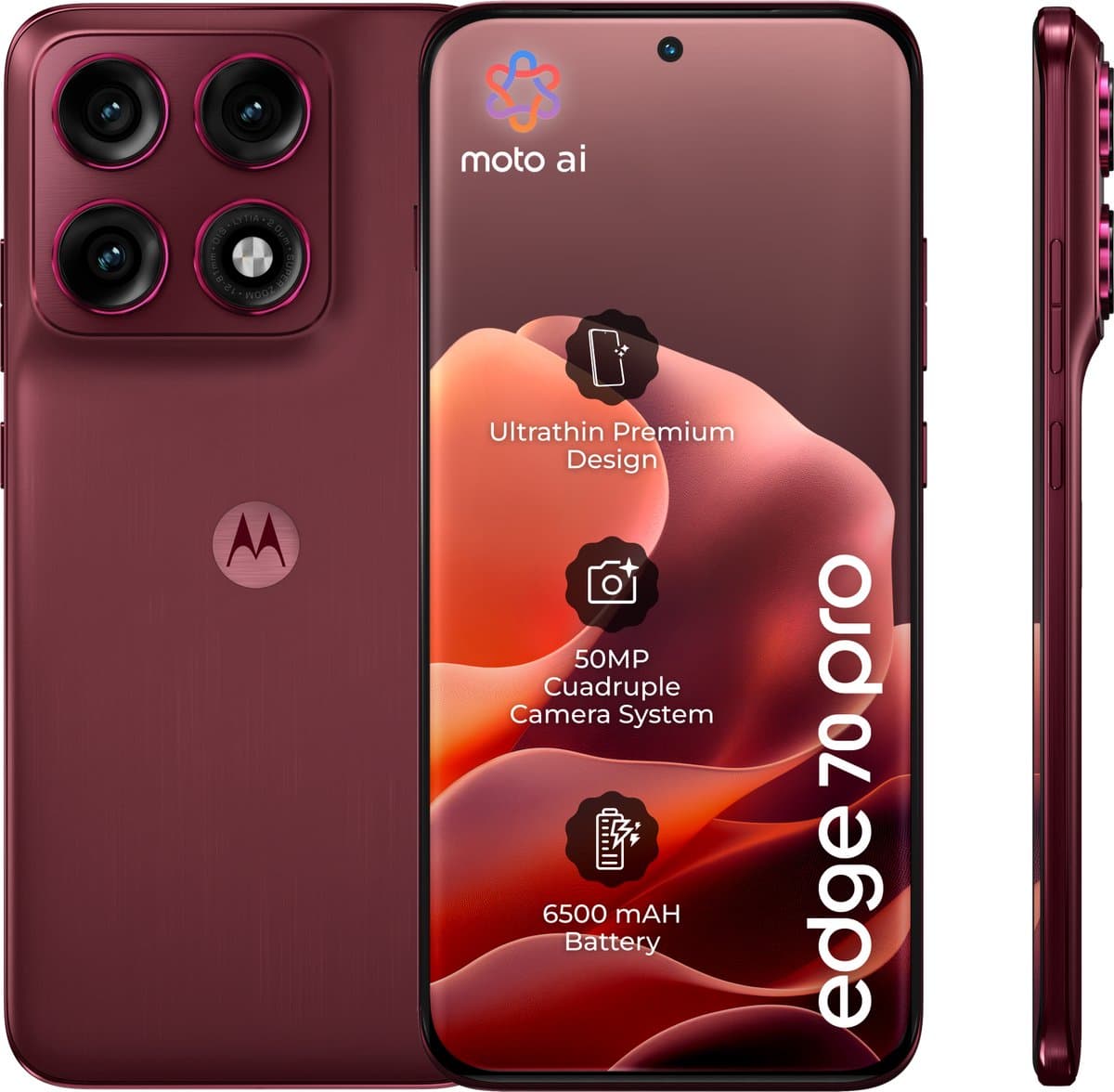 MOTOROLA Edge 70 Pro Zinfandel - 256 GB Rood — afbeelding 1