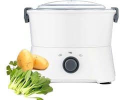 Elektrische aardappelschiller - Automatische schilmachine - Snel groenten schillen - Zes roestvrijstalen messen - 1 kg capaciteit - Wit