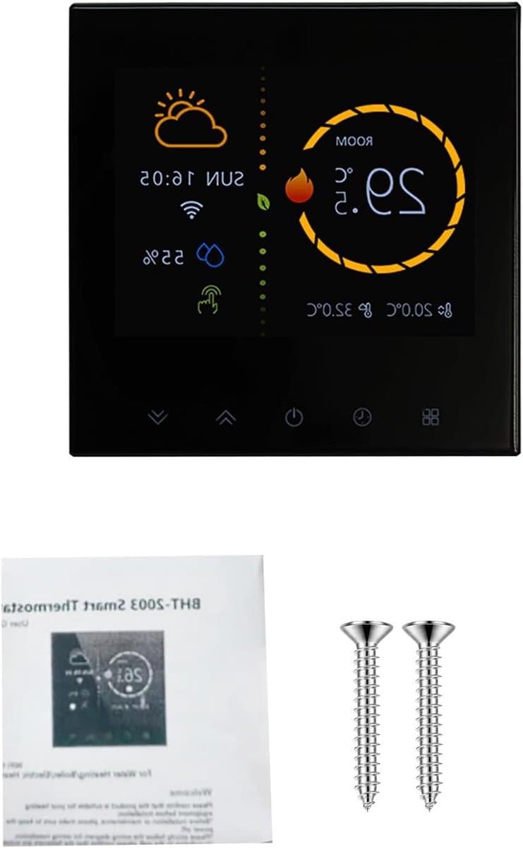 Slimme Thermostaat - Verwarmingsregelaar - Energie Besparen - Afstandsbediening - 95-240VAC - Zwart — afbeelding 1