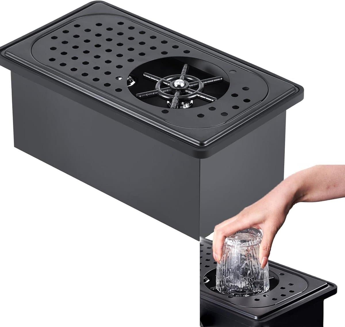 Automatische Glas Rinser - Hoge druk bekerwasser - Snel glazen reinigen - Roestvrij staal constructie - Inclusief borstels - Zilverkleurig — afbeelding 1