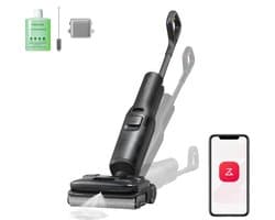 Roborock F25 ACE Pro-Vloerreiniger-Nat Droog Stofzuiger-Elektrische dweil-JetFoaming-Technologie tegen Hardnekkige Vlekken-25000 Pa-wielen ondersteund door AI-Anti-Klits Rol voor Huisdierhaar-180° Plat Ontwerp-Zelfreiniging Hoge Temperatuur-via app