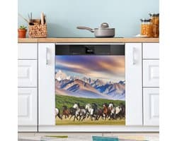 Vaatwasser Magneet Cover - Keuken Decoratie - Keuken Opfrissen - Aanpasbare Maat - 23x26 Inch - Rennend Paard Berg