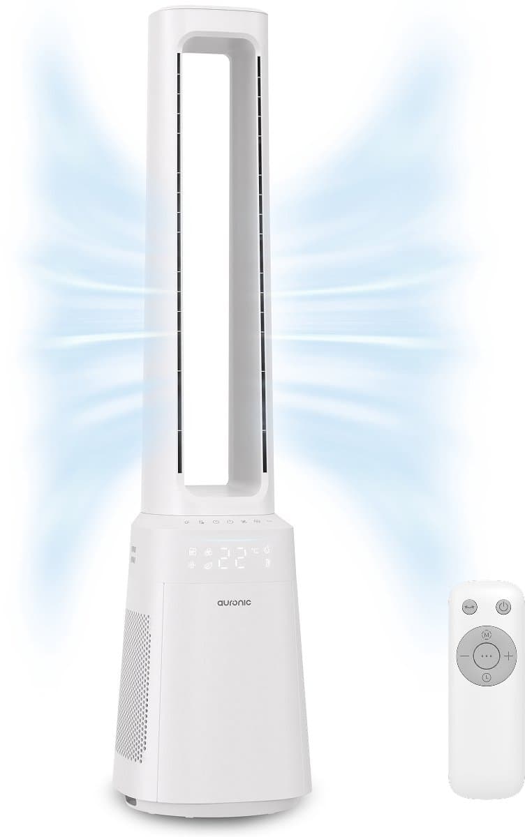 Auronic Torenventilator - Bladeless Model 2 in 1 - Luchtreiniger met HEPA-filter - Ventilator - 10 Standen - Afstandsbediening - 105 cm - Wit — afbeelding 1