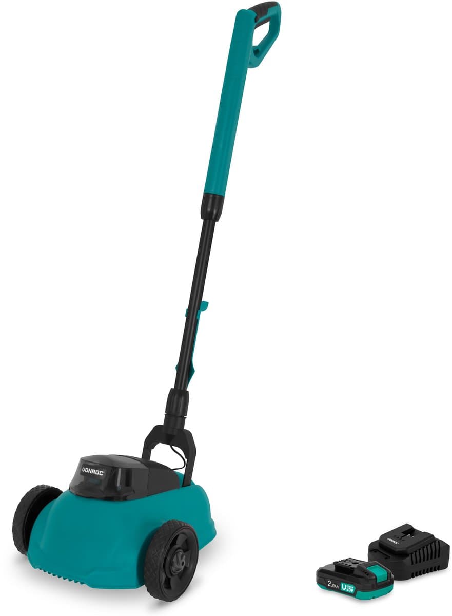 VONROC Mini Elektrische Grasmaaier 20V – 22 cm – Maaien en mulchen in één - Drie instelbare maaihoogtes: 30mm, 40mm, 50mm –- Incl. reinigingstool - incl. 2.0Ah Accu en snellader — afbeelding 1