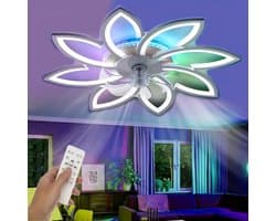 8 Sterren Plafondlamp Met Ventilator - RGB - Met Afstandsbediening - Smart lamp - Dimbaar Met App - 6 Standen Ventilator - Woonkamerlamp - Moderne lamp - Plafoniere
