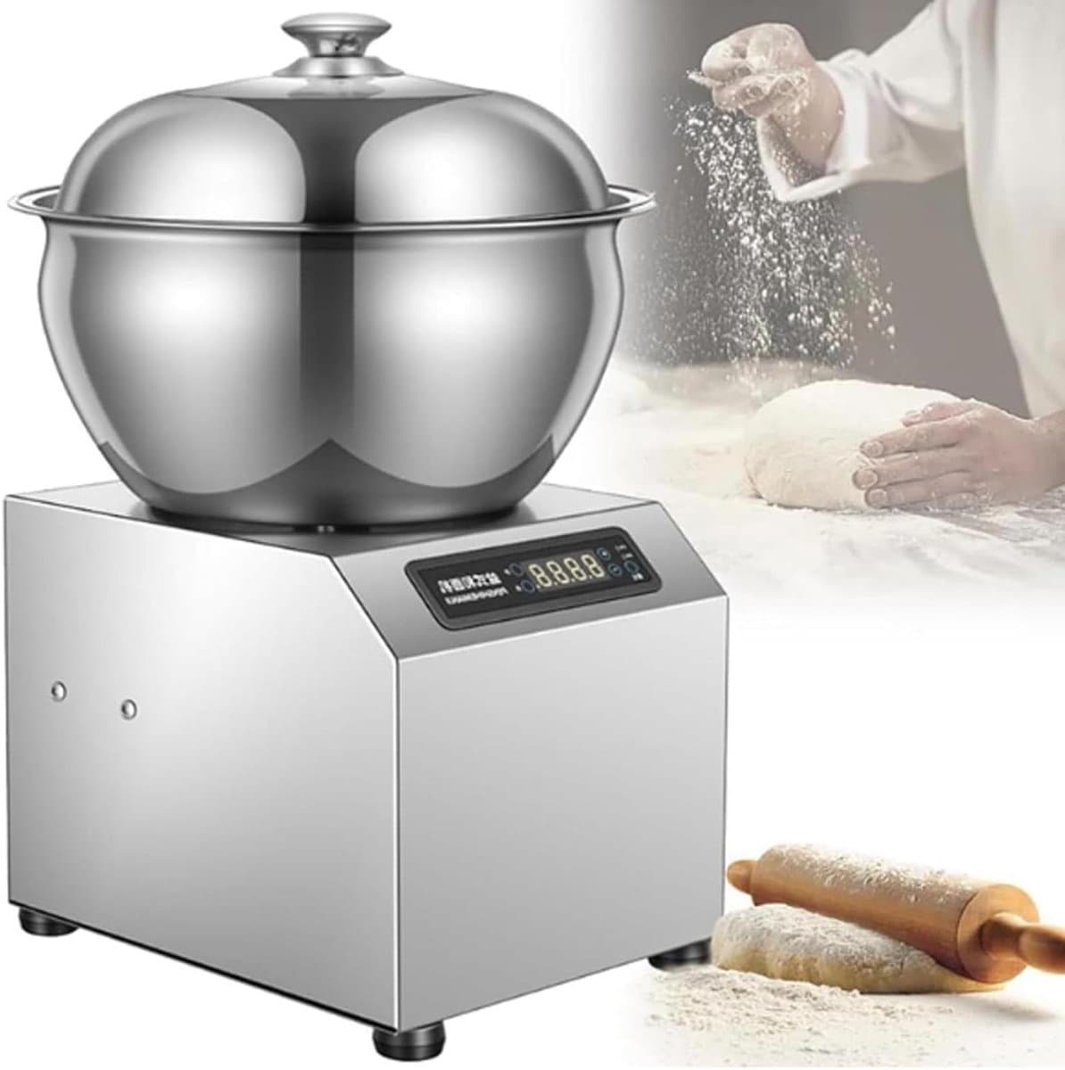 Deegmixer - Kneedmachine Spiraalmixer - Brood Bakken - Dubbele Rotatie Technologie - 5 kg - Zilver — afbeelding 1