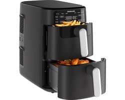 AIMASON 10L XXL Airfryer met dubbele laag - 2700W Krachtig Vetvrij Frituren - Heteluchtfriteuse met dubbele lade en verticale constructie bespaart 50% ruimte - 6-in-1 Kookstanden - Grote capaciteit voor thuisgebruik - Inclusief Receptenboek