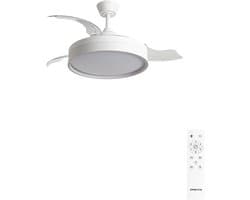CREATE - Stille plafondventilator 40 W Ø107 cm met intrekbare bladen en LED-licht - M - Met licht - Afstandsbediening - WIND CLEAR EDGE
