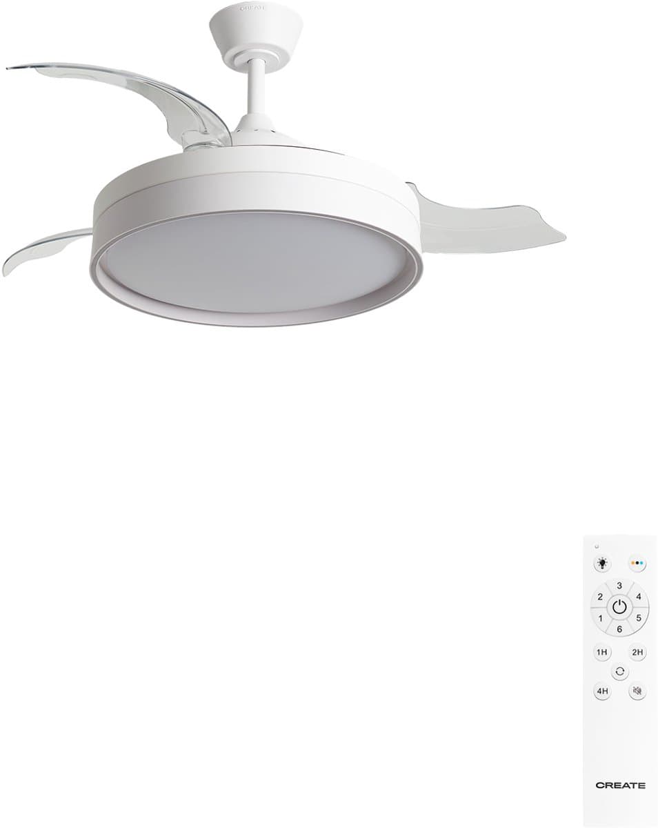 CREATE - Stille plafondventilator 40 W Ø107 cm met intrekbare bladen en LED-licht - M - Met licht - Afstandsbediening - WIND CLEAR EDGE — afbeelding 1