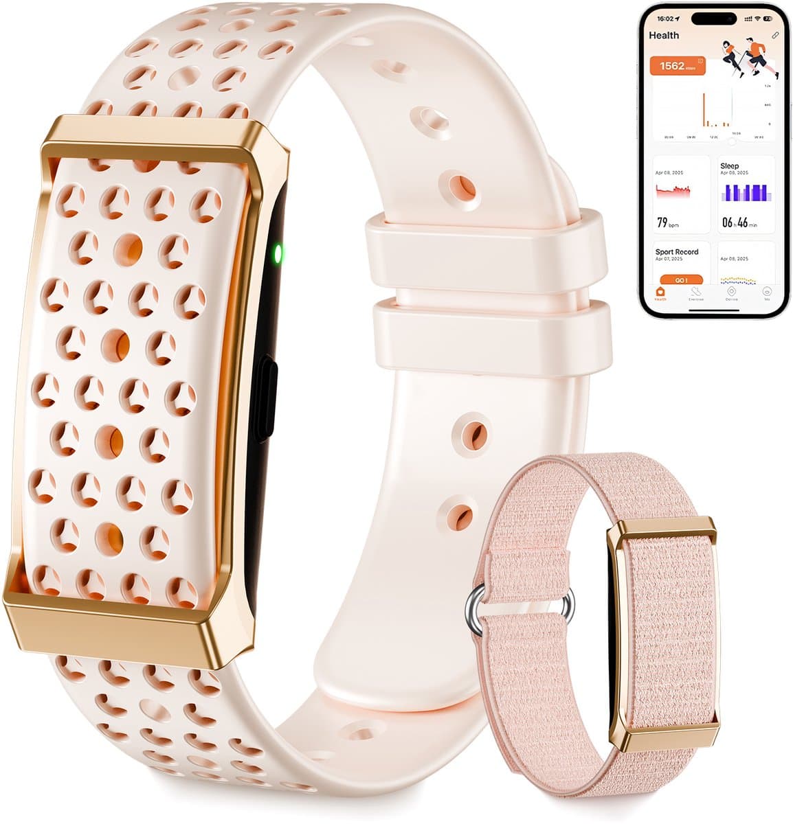 Lichtgewicht fitnessarmband voor 24/7 gezondheidsmonitoring, meer dan 120 sportmodi en slaapanalyse — 1 ATM waterdichte activity tracker met meldingen — roze — afbeelding 1