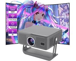 KZQ 1080p Android 13 Smart Projector - Met Autofocus En Keystone Correctie - 300 Ansi Lumen - Wifi 6 En Bluetooth 5 2 - Compatibel Met Netflix Youtube En Prime Video - Ideaal Voor Thuisbioscoop En Voetbal Kijken - 1 Stuk