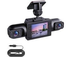 360° Full View Car Dashcam, 4K UHD Front & 1080P zij-achteruitrijcamera, met bewegingsdetectie, ondersteunt fietsopname, slimme parkeerbewakingscamera, 170 graden groothoek-dashcam (drie lenzen)