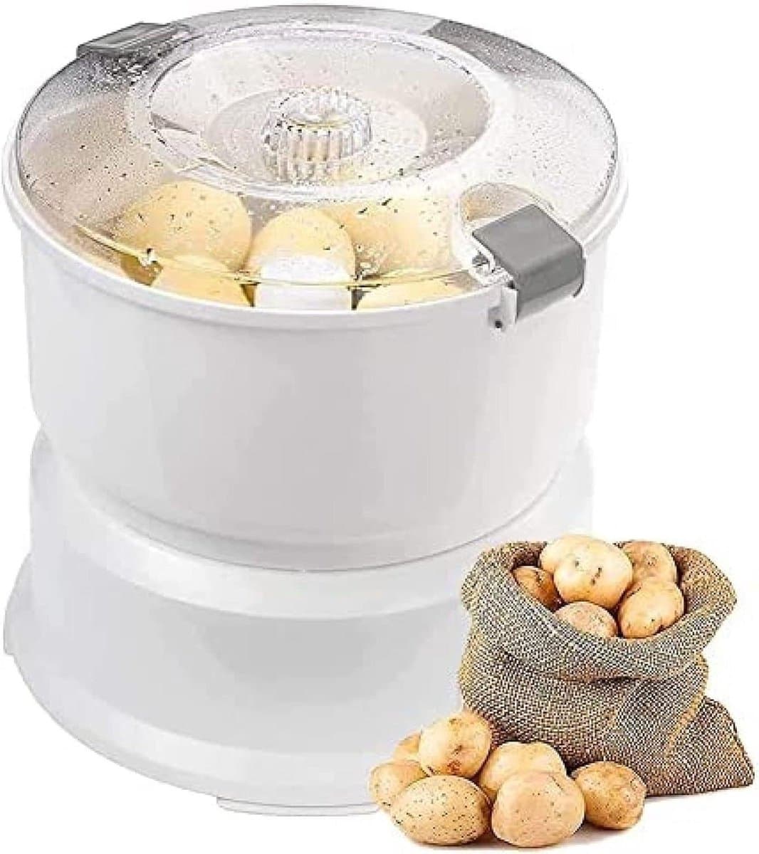 Elektrische Aardappelschiller - Keukenmachine - Snel Groenten Schillen - Eén-knops Bediening - 1 kg Capaciteit - Wit — afbeelding 1