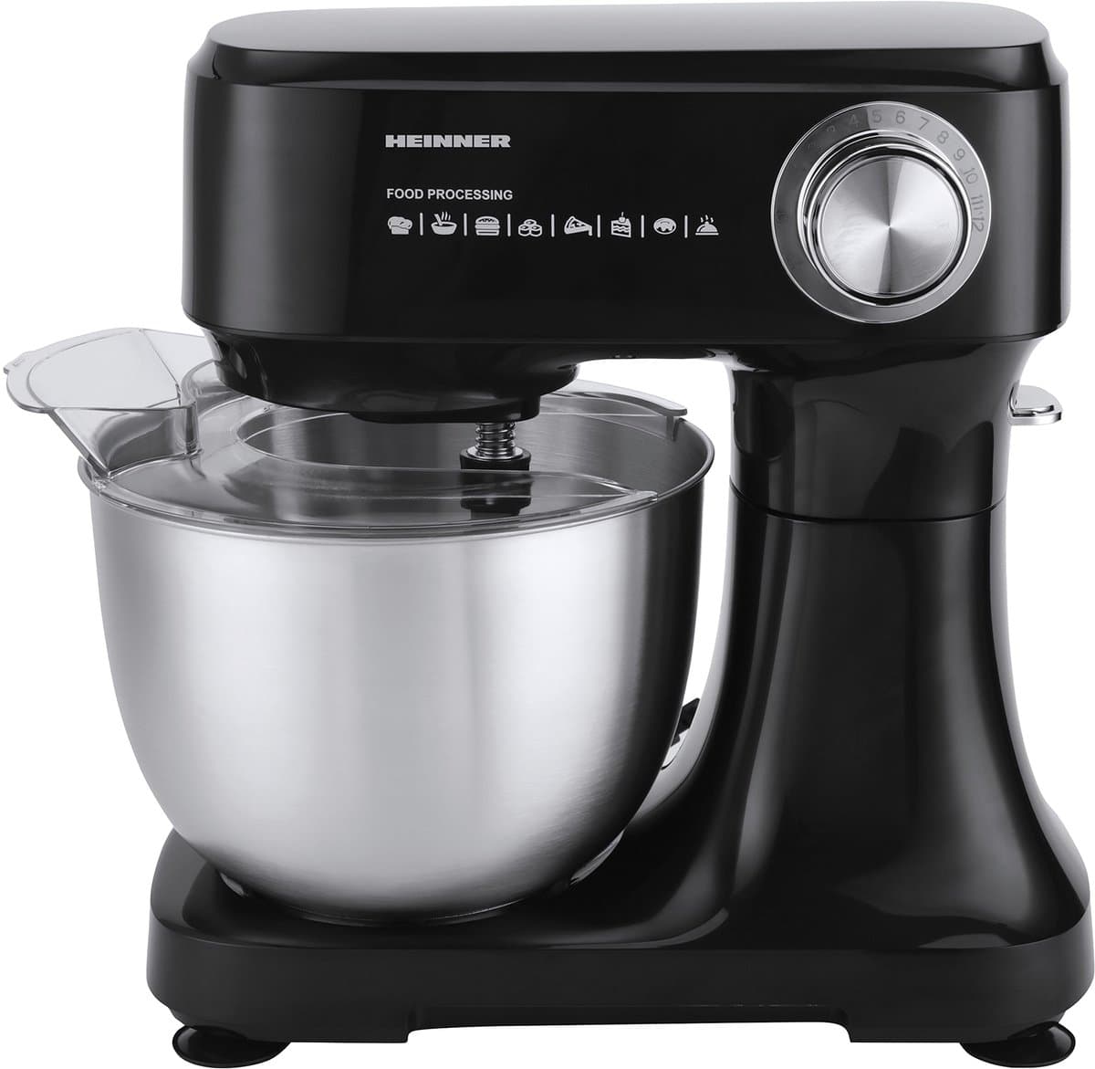 Heinner Keukenmachine 600W – 3,5L RVS Mengkom – 12 Snelheden – Pulse-functie – Planetaire Mixer – Zwart – Inclusief Klopper, Kneedhaak — afbeelding 1