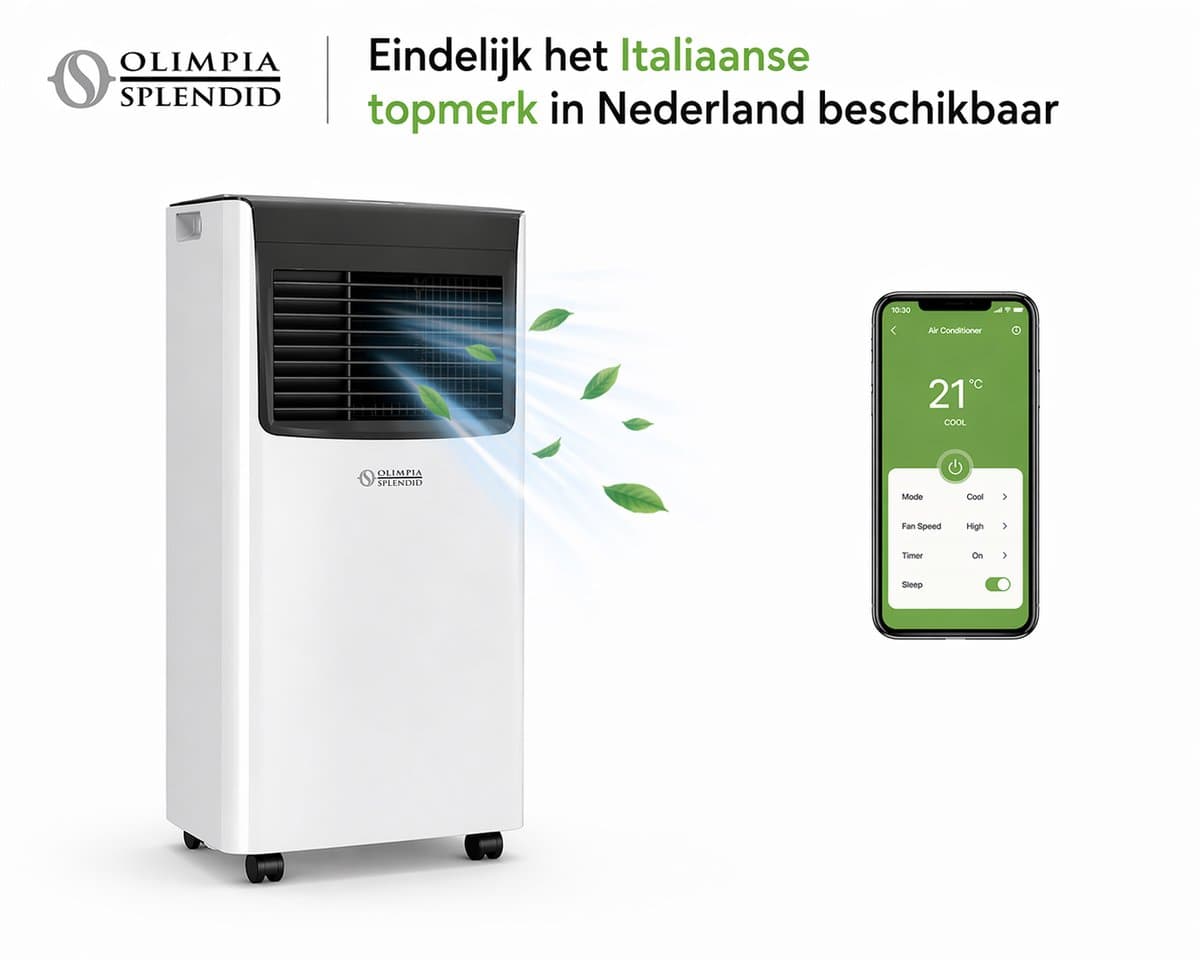 Mobiel Airco 10.000 BTU – WiFi – Compact & Krachtig – Ideaal voor Woonkamer Slaapkamer – Olimpia Splendid Compact 10 Koele slaapkamer Koele woonkamer — afbeelding 1