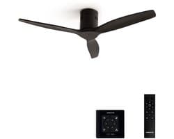CREATE - Plafondventilator 40W silent 100% hout - S - Geen licht - Controller voor wandmontage - WIND CALM NATURAL WOOD