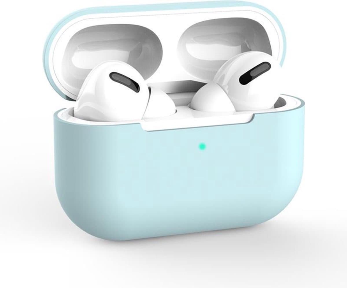 Hoesje geschikt voor Apple AirPods Pro - Siliconen case - AirPods cover - Protective case - Beschermhoes - Hoes oortjes - Softcase - Oplaadcase bescherming - Krasbestendig - Lichtblauw - 1 stuk - Jony — afbeelding 1