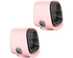 Draagbare Luchtkoeler - Mini Airco - Persoonlijke Verkoeling - Met Aromatherapie - 300ml Reservoir - Roze (2 stuks)