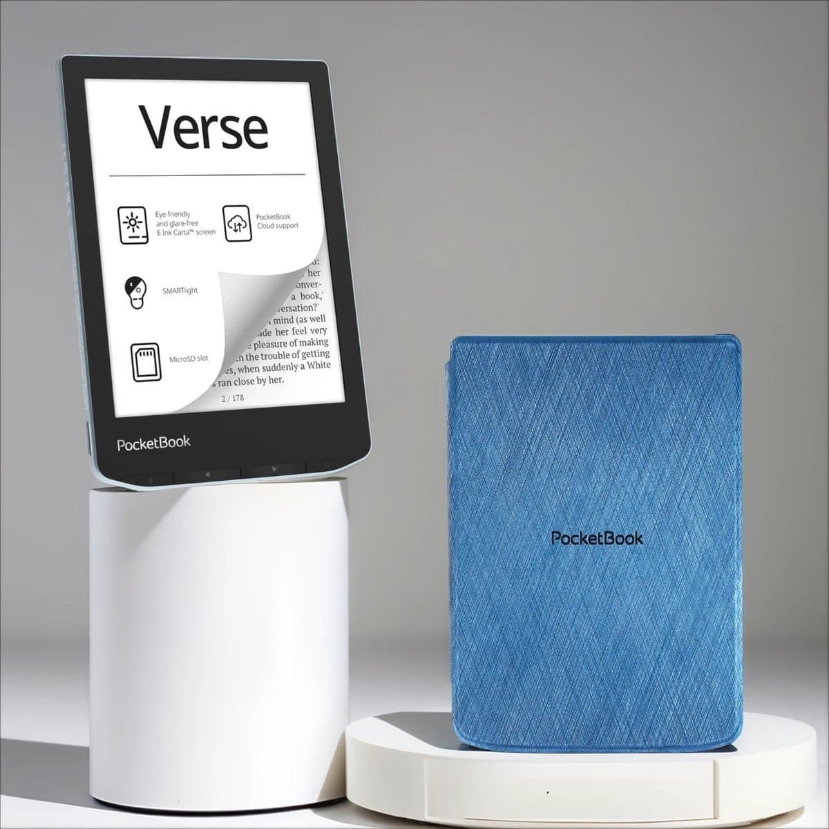 PocketBook Verse e-reader Bright Blue – 6 inch – 8 GB + Blauw Hoesje – voordeelbundel — afbeelding 1