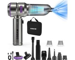 Mini-handstofzuiger accu 18 kPA draadloze autostofzuiger - 35 minuten looptijd - borstelloze motor - 3 snelheden - 210.000 omw/min - stofblazer - pneumatische spray - pc-reinigingsset - krachtige zuigkracht