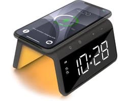 Caliber HCG019QI-SG - Wekker met draadloos laden en groot display - Space Grey / Graphite