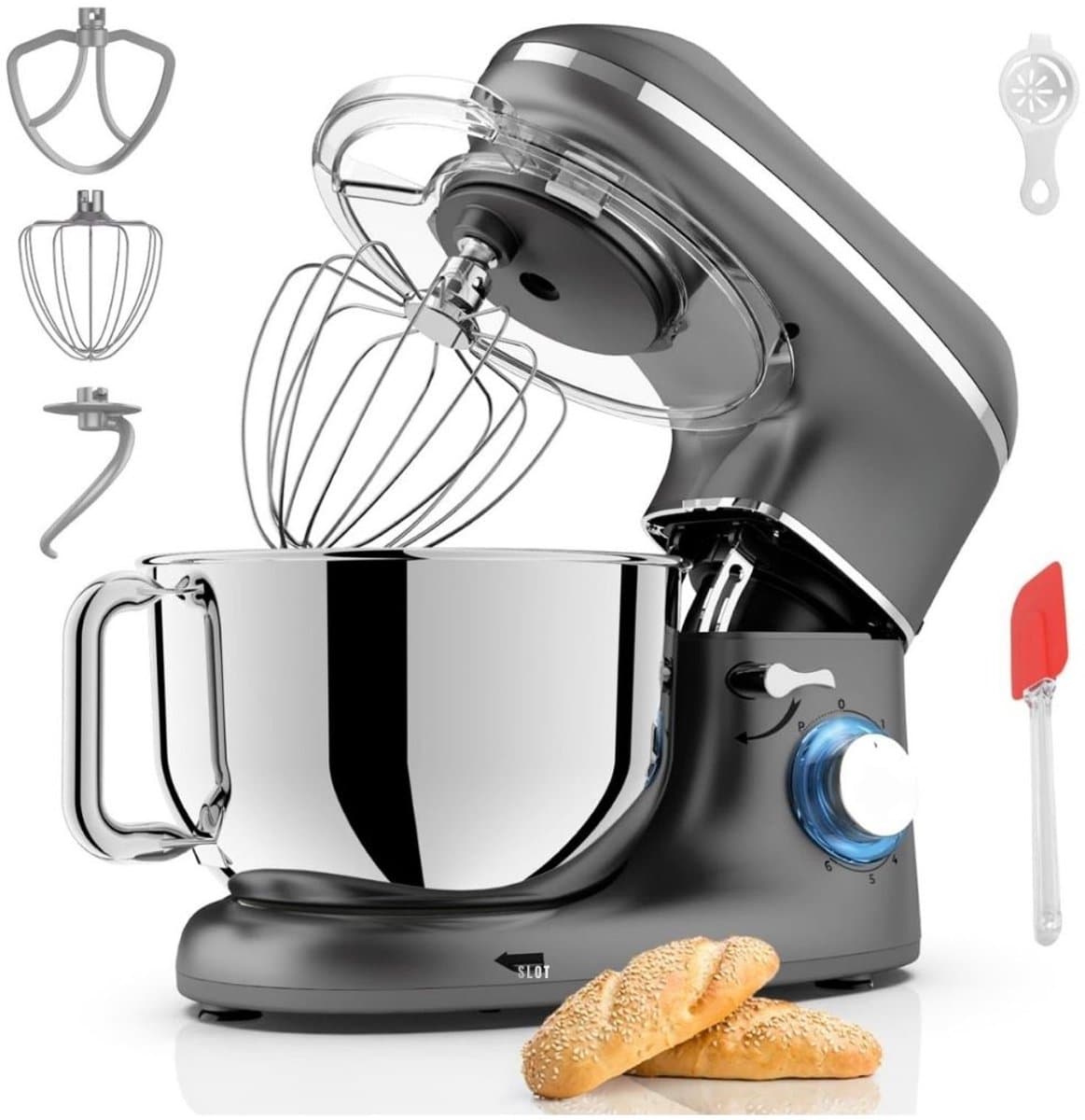 SVN® Mixer met mengkom - Mixer - Mixer met mengkom keukenmachine - Zilver/ Zwart - 22cm x 35cm x 30cm — afbeelding 1