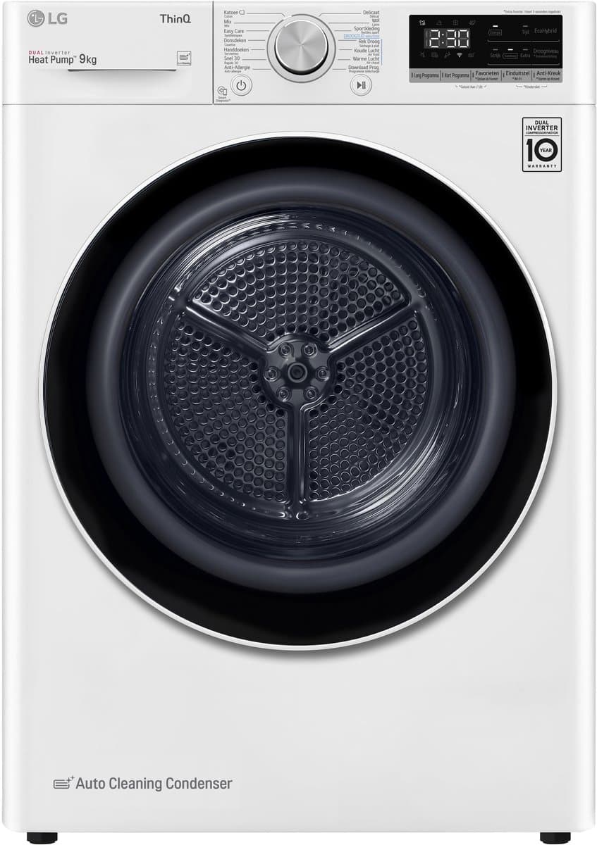 LG RH90V5AV6N 9kg Warmtepomp Droger Wit | Eco Hybrid™ | Allergy Care™ | Zelfreinigende condensor — afbeelding 1
