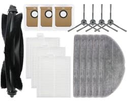 Vervangende Onderdelen - 15-Delige - Geschikt voor Tapo RV30 Max Plus/RV20 Max Plus Robotstofzuiger - 1 Rolborstel, 4 Zijborstels, 3 HEPA-Filters, 3 Stofzakken, 4 Dweilpads - Accessoireset