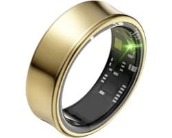 Focus® S2 Smart Ring - Mat Goud - Maat 6 - Hartslag - Menstruatiecyclus - Slaap Monitor - Slimme Ring - Sport Prestatie - Stappenteller -IP68 Waterdicht - O2 Meting - Dames - Heren - Wearables - Oplaad Case - beschermring