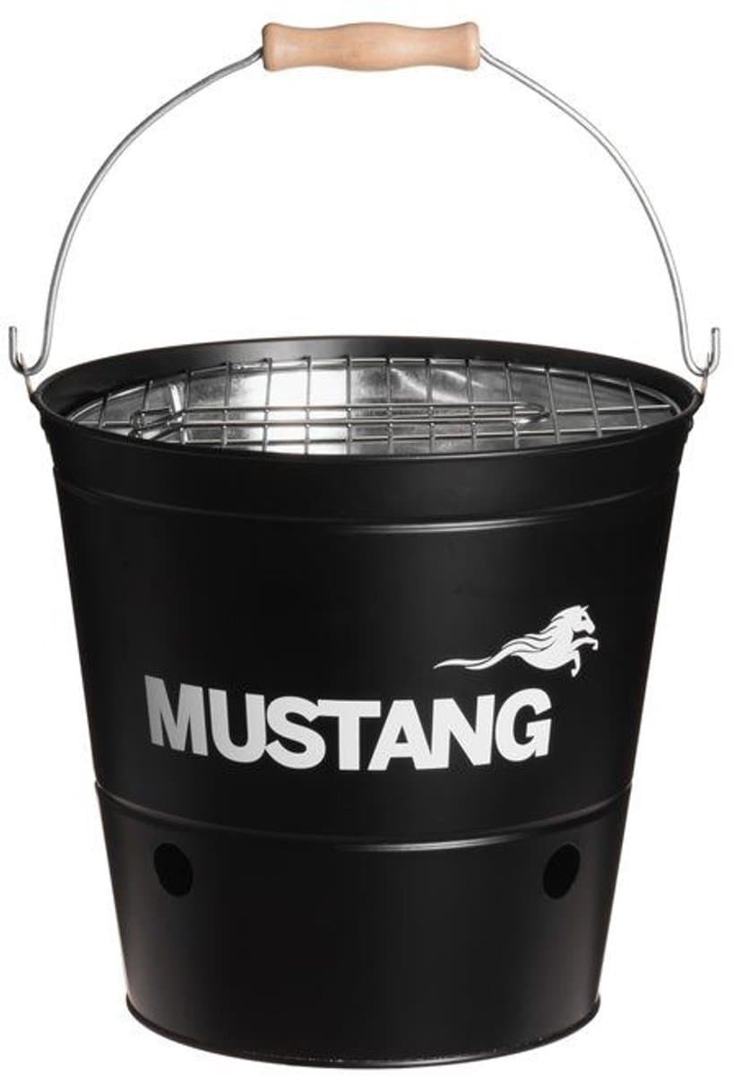 Mustang Tafel BBQ – Compacte Houtskool Barbecue + Gratis Lucifers – Ø19 cm Grill – Mini BBQ voor Balkon, Camping & Picknick — afbeelding 1